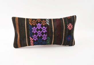 Bohemian Kilim Pillow, Turkish Vintage Home Decor, Anatolian Aztec Lumbar Cushion Cover