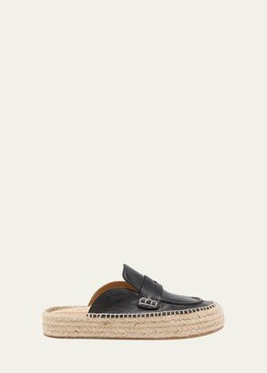 Leather Penny Loafer Espadrille Mules-AA