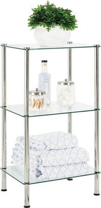 mDesign Metal/Glass 3-Tier Storage Tower with Open Glass Shelves - Chrome/Clear