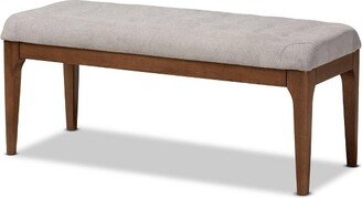 Walsh Fabric Upholstered and Wood Ottoman Gray/Walnut Brown