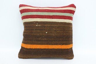 Antique Pillows, Throw Pillow Cover, Turkish Kilim Pillow, Brown Case, Striped Trendy Covers, 2270