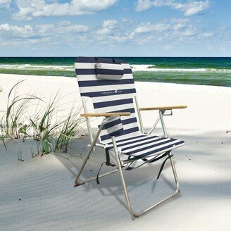 Ealdun Trade LLC Backpack Wood Beach Chair - Blue and White