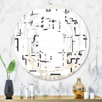 Designart 'Abstract Retro Design II' Printed Modern Round or Oval Wall Mirror - Whirl