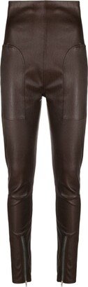 Skinny-Cut Panelled Leather Trousers