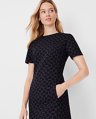 Petite Link Jacquard Pocket Flare Dress