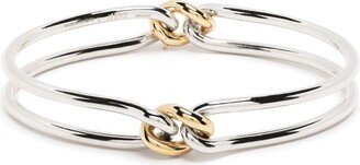 MAOR 18kt yellow gold and silver Unity Curb 3mm bangle bracelet