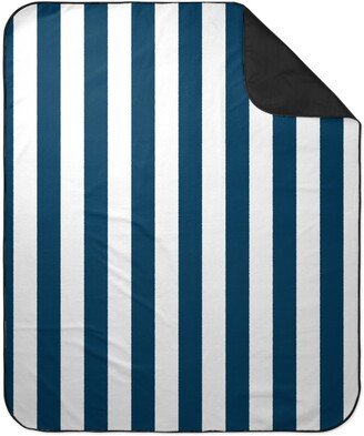 Picnic Blankets: Cabana Stripe - Navy And White Picnic Blanket, Blue