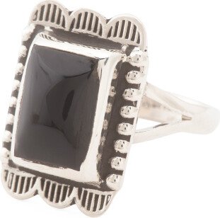 TJMAXX Sterling Silver Black Onyx Rectangle Ring