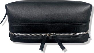 Leatherco. Black Leather Open Top Wash Bag