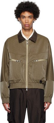 Khaki New Ortega 23 Faux-Leather Bomber Jacket