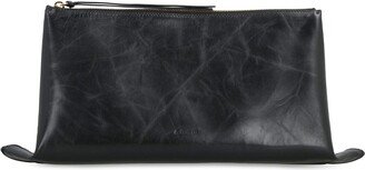 Logo Embossed Zipped Clutch Bag-AH