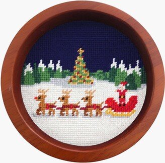 North Pole Needlepoint Wine Bottle Coaster