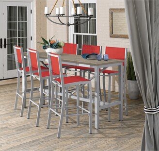 Garden Travira 7-piece 72-in x 30-in Tekwood Vintage Bar Table & Sling Bar Chair Set - Red Sling