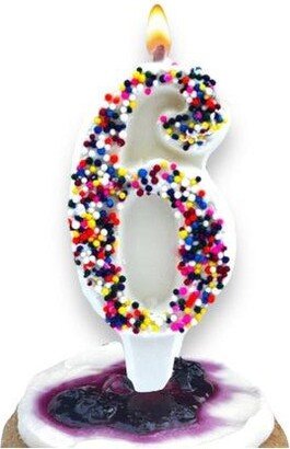 Yum-Wick Chocolate Non-pareils Number 6 Birthday Candle