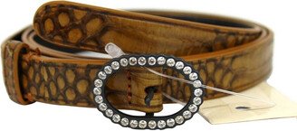 Women's Brown Python Skinny Belt