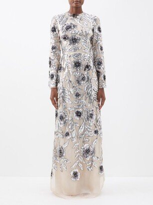 Malvina Floral Embroidered Silk-organza Gown
