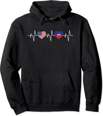 Haitian American USA Flag Haitian Flag Haitian heritage USA Haiti American Flag Haitian Flag Pullover Hoodie