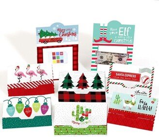 Big Dot of Happiness Red and Green Assorted Holiday Cards - Christmas Money and Gift Card Holders - Set of 8