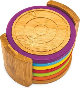 6-Piece Bamboo & Silicone Coaster Set