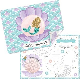 Big Dot Of Happiness Let's Be Mermaids - Paper Coloring Sheets - Activity Placemats - Set of 16