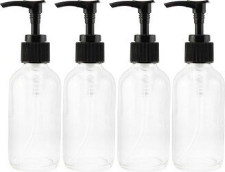 Cornucopia Brands- 4oz Clear Glass Bottles with Black Pumps 4pk