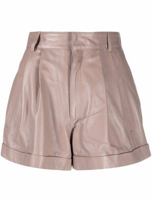Jett high-waisted leather shorts
