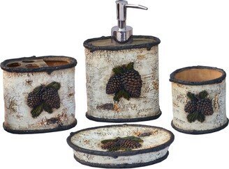 Paseo Road by HiEnd Accents Birch Pinecone Countertop Bathroom Set, 4PC