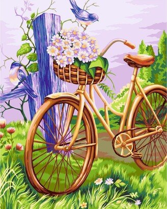 Painting by Numbers Kit Crafting Spark Bicycle with Flowers E009 19.69 x 15.75 in