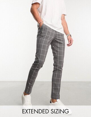 super skinny smart pants in charcoal window pane plaid