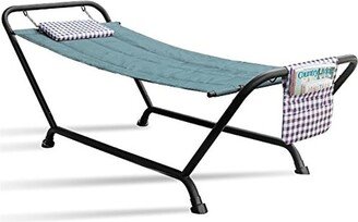 Hammock Bed with Stand, Features Deluxe Pillow and Storage Pockets, Supports 500 Pounds