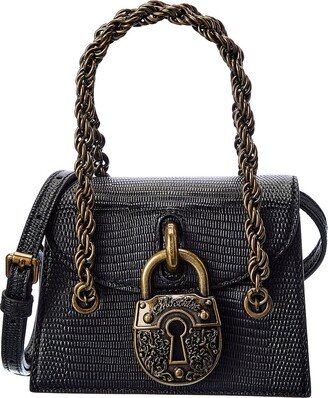 Padlock Detail Large Embossed Leather Crossbody