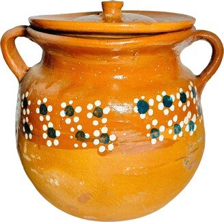 Olla De Barro Decorada Con Tapa Clay Pot With Lid Fits Up To 2 Kg Terracota