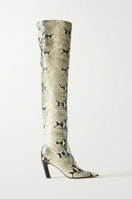 Marfa Snake-effect Leather Over-the-knee Boots - Neutrals