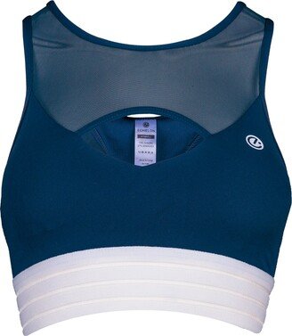 Echelon Fit US Echelon High-Neck Keyhole Compression Bra with Mesh Inset | Size XS | NAVY