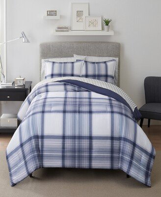 Simply Clean Scott Plaid Microbial-Resistant 7-Piece Complete Bedding Set, Full