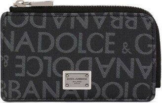 Logo-Jacquard Zip Around Wallet