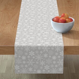 Table Runners: Snowflakes On Gray Table Runner, 72X16, Gray
