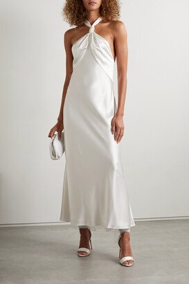 Santorini Draped Satin Halterneck Gown - White