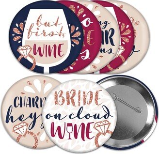 Big Dot Of Happiness Vino Before Vows - 3 in Winery Bridal Shower Party Badge - Pinback Buttons 8 Ct