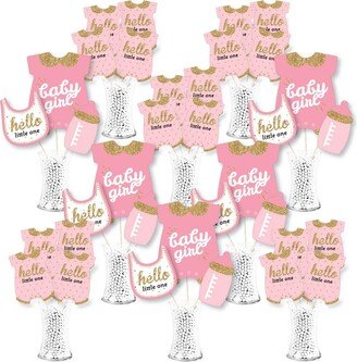 Big Dot Of Happiness Hello Little One Pink & Gold Centerpiece Sticks Showstopper Table Toppers 35 Pc