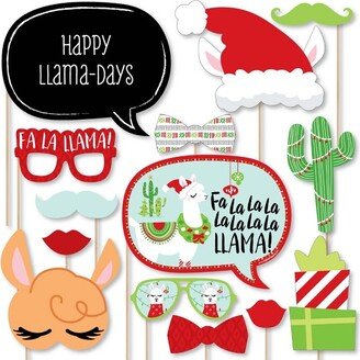 Big Dot of Happiness Fa La Llama - Christmas and Holiday Party Photo Booth Props Kit - 20 Count