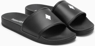 Black Rubber Slipper With Logo