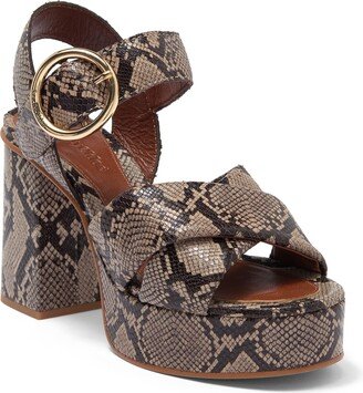 Lyna Snake Embossed Leather Platform Sandal