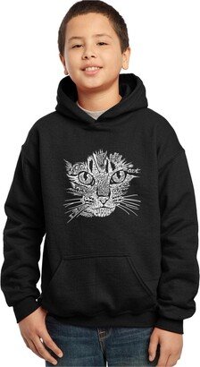 Big Boy's Word Art Hooded Sweatshirt - Cat Face