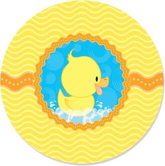 Big Dot of Happiness Ducky Duck - Party Circle Sticker Labels - 24 Count