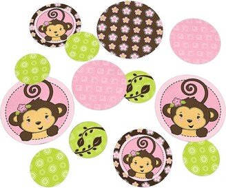 Big Dot of Happiness Pink Monkey Girl - Baby Shower or Birthday Party Giant Circle Confetti - Party Decorations - Large Confetti 27 Count