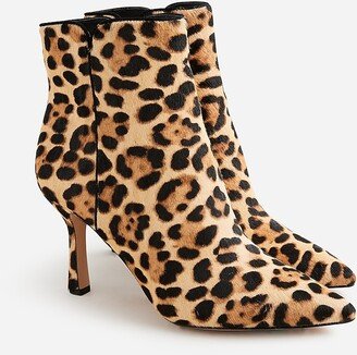 Pointed-toe ankle boots in leopard calf hair