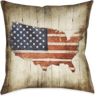 Vintage American Flag Indoor- Outdoor Decorative Pillow