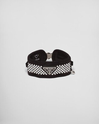 Crystal-studded Satin Pet Collar-AA