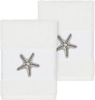 Lydia Embellished Washcloth - Set of 2 - White